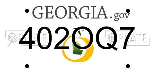 402OQ7 Georgia License Plate