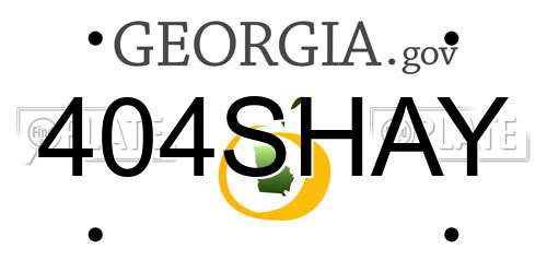 404SHAY Georgia License Plate