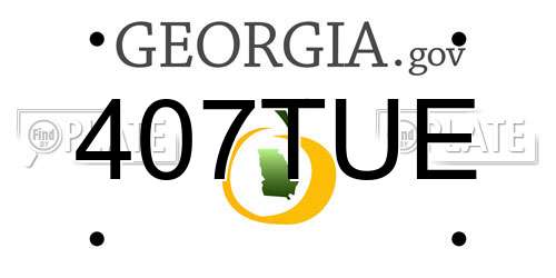 407TUE Georgia License Plate