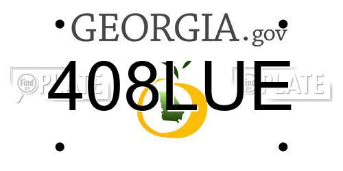 408LUE Georgia License Plate