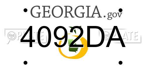 4092DA Georgia License Plate