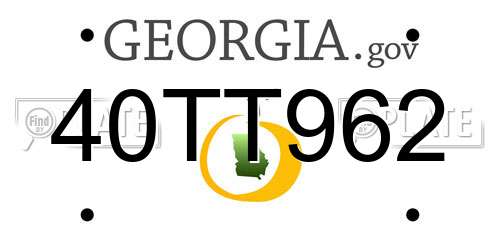 40TT962 Georgia License Plate