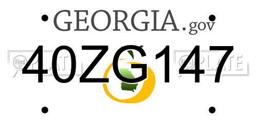40ZG147 Georgia License Plate