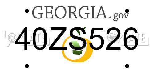 40ZS526 Georgia License Plate