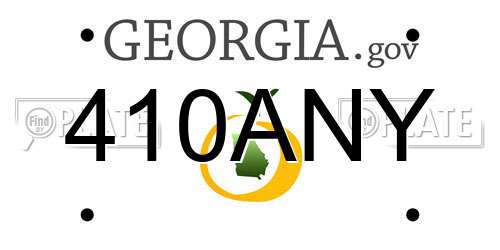 410ANY Georgia License Plate