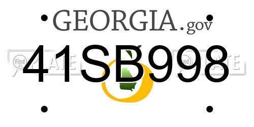 41SB998 Georgia License Plate