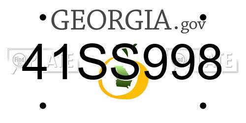 41SS998 Georgia License Plate