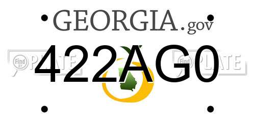 422AG0 Georgia License Plate