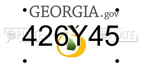 426Y45 Georgia License Plate