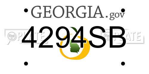 4294SB Georgia License Plate