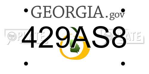 429AS8 Georgia License Plate