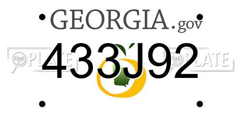 433J92 Georgia License Plate