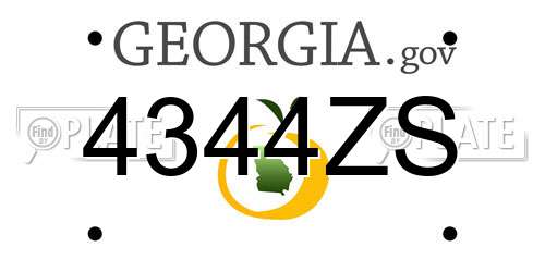 4344ZS Georgia License Plate