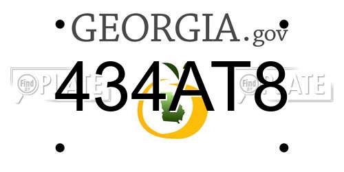 434AT8 Georgia License Plate