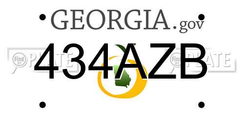 434AZB Georgia License Plate