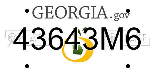 43643M6 Georgia License Plate