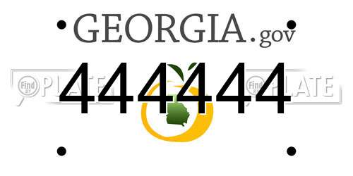 444444 Georgia License Plate