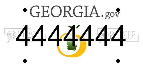 4444444 Georgia License Plate