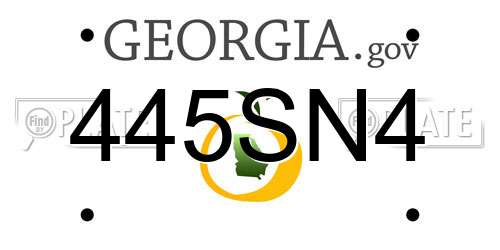445SN4 Georgia License Plate