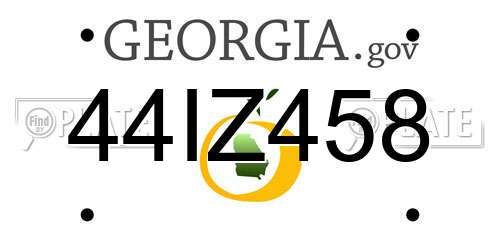 44IZ458 Georgia License Plate