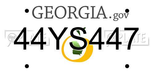 44YS447 Georgia License Plate