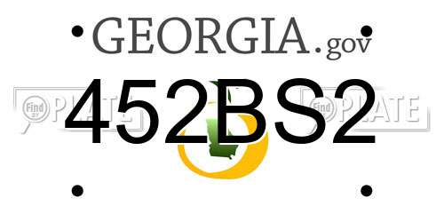 452BS2 Georgia License Plate