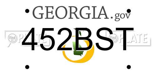 452BST Georgia License Plate