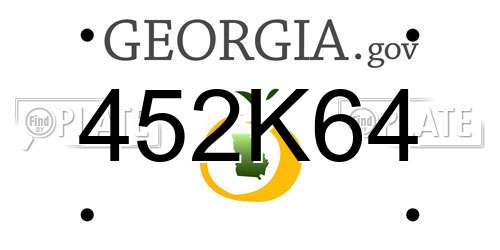 452K64 Georgia License Plate