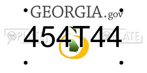 454T44 Georgia License Plate