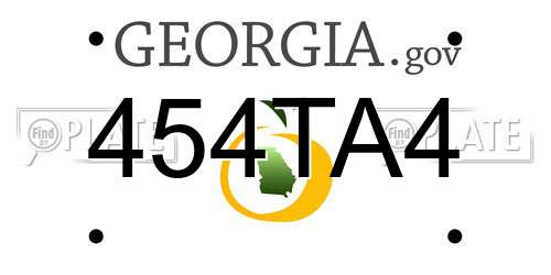 454TA4 Georgia License Plate