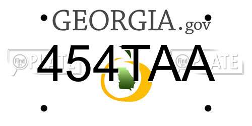 454TAA Georgia License Plate