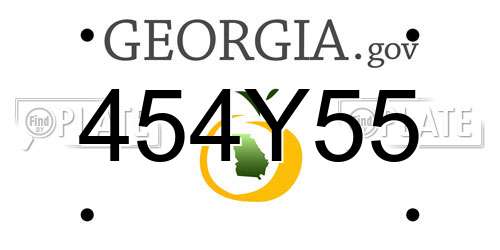 454Y55 Georgia License Plate