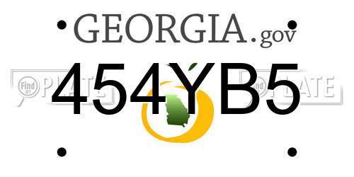 454YB5 Georgia License Plate
