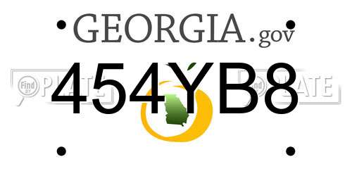 454YB8 Georgia License Plate