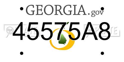 45575A8 Georgia License Plate