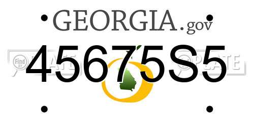 45675S5 Georgia License Plate