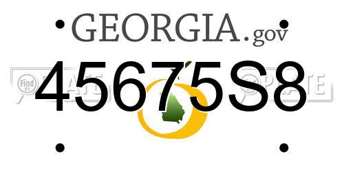 45675S8 Georgia License Plate