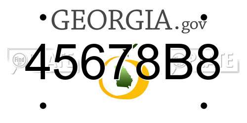 45678B8 Georgia License Plate