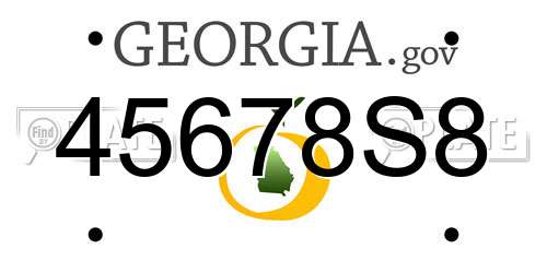 45678S8 Georgia License Plate