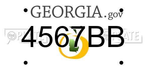 4567BB Georgia License Plate