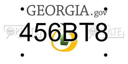 456BT8 Georgia License Plate