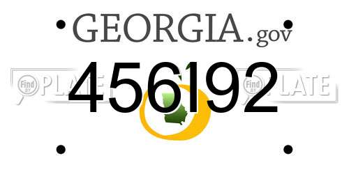 456I92 Georgia License Plate