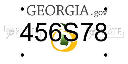 456S78 Georgia License Plate