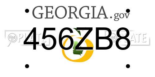 456ZB8 Georgia License Plate