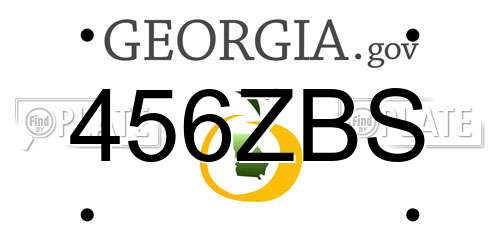 456ZBS Georgia License Plate