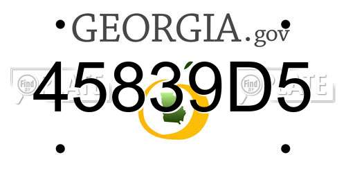 45839D5 Georgia License Plate