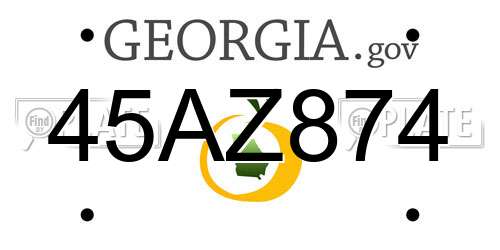 45AZ874 Georgia License Plate