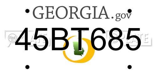 45BT685 Georgia License Plate
