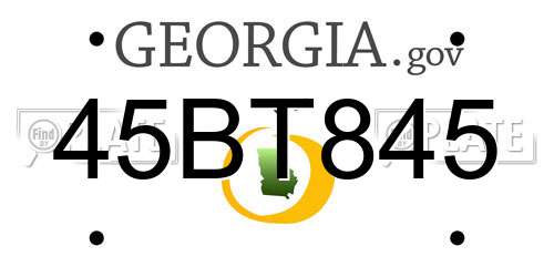45BT845 Georgia License Plate