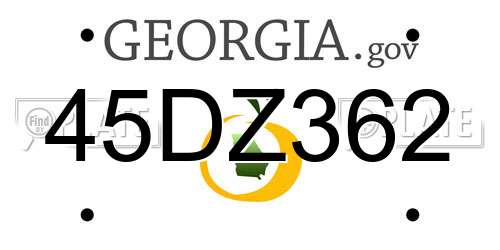45DZ362 Georgia License Plate